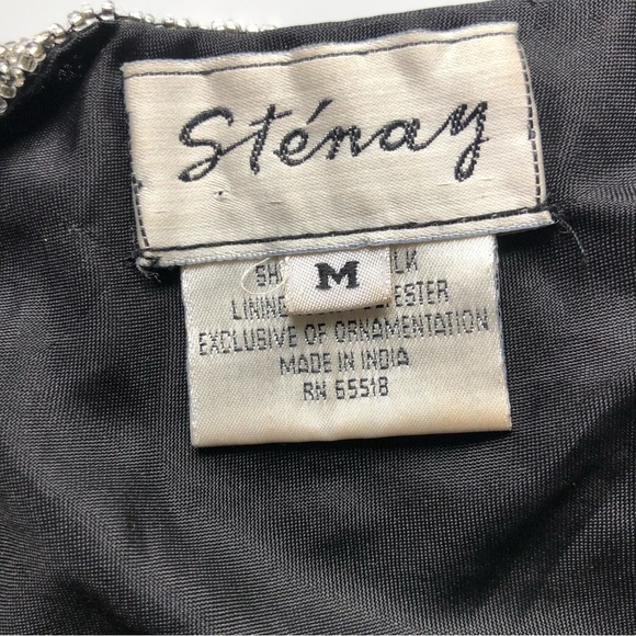 STENAY Vintage Women's Beads Studded Black Shiny Sleeveless Top Concert Size M - Picture 6 of 10